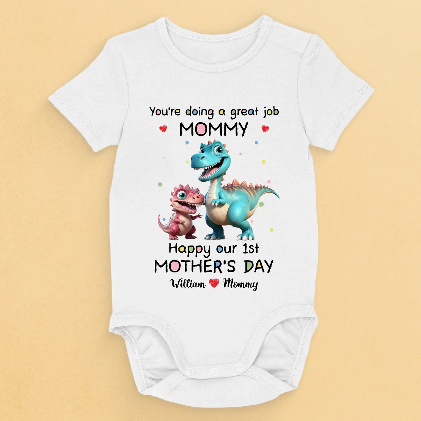 A Little Dino¡¯s Big Love For Mommy - Family Personalized Custom Baby Onesie - Mother's Day, Baby Shower Gift, Gift For First Mom