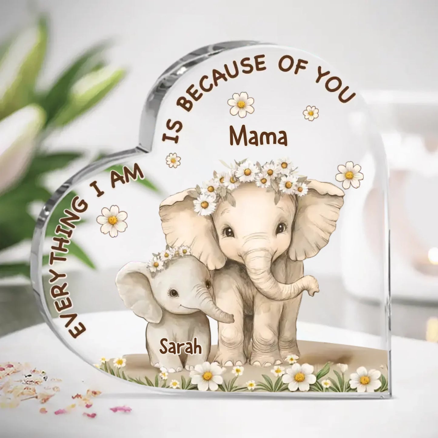 A Mother¡¯s Love Never Ends - Family Personalized Custom Heart Shaped Acrylic Plaque - Mother's Day, Gift For Mom, Grandma