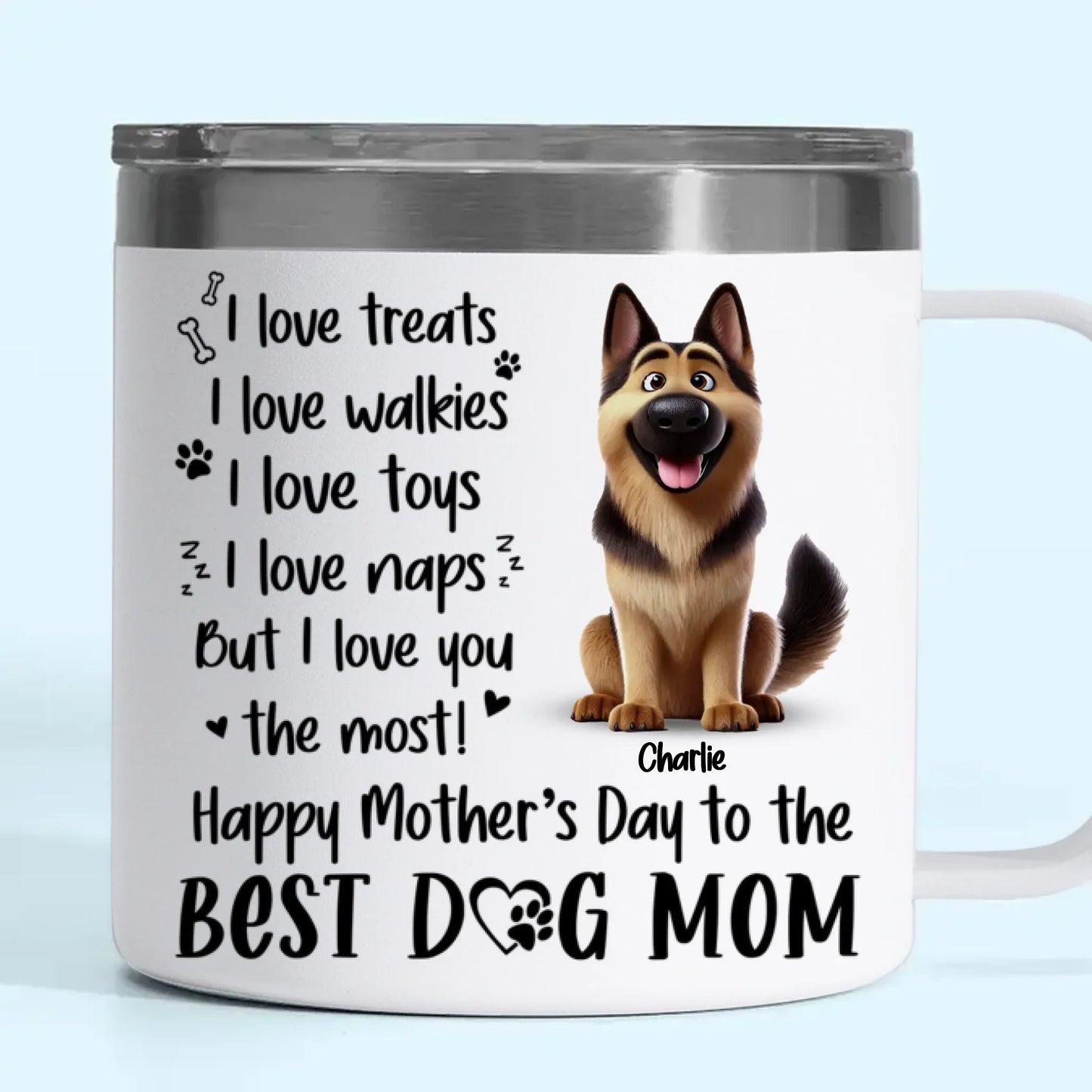 A Dog¡¯s Love Never Ends - Dog Personalized Custom 14oz Stainless Steel Tumbler With Handle - Gift For Pet Owners, Pet Lovers