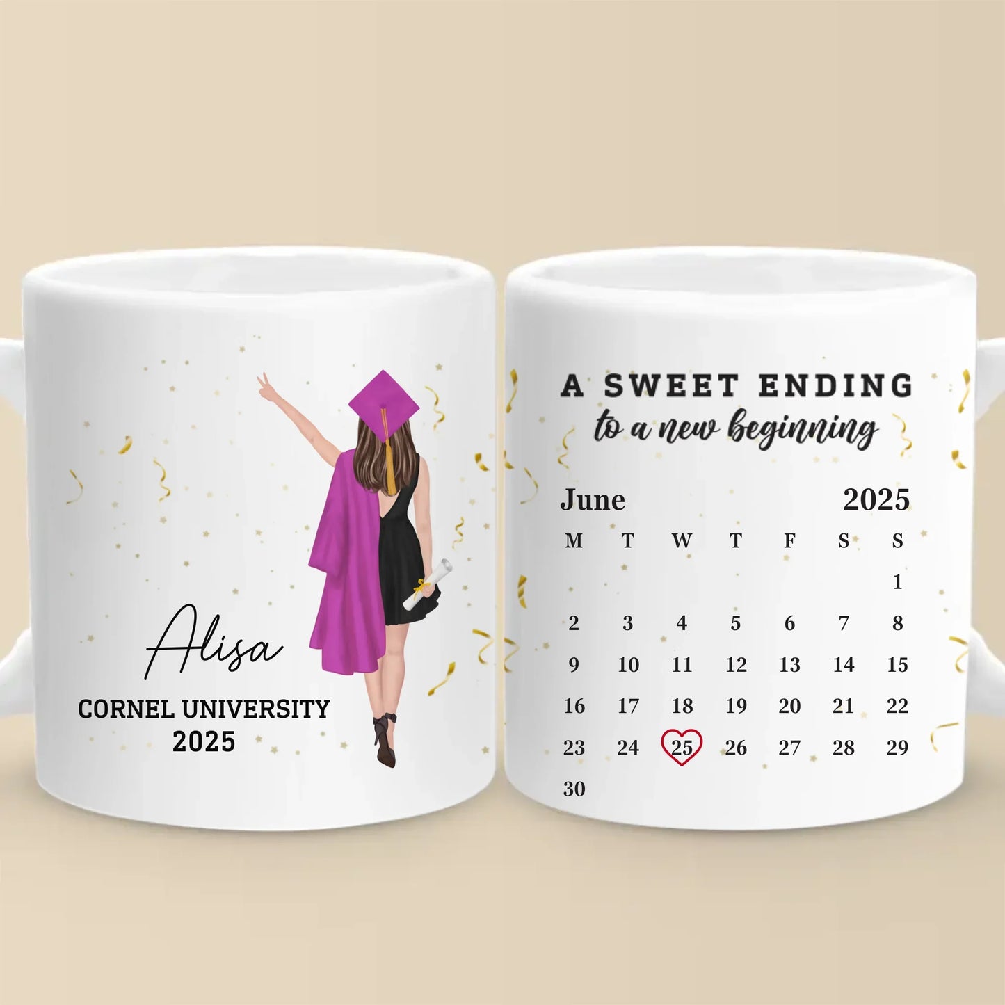 A Sweet Ending To A New Beginning - Family Personalized Custom Mug - Graduation Gift For Family Members, Siblings, Brothers, Sisters